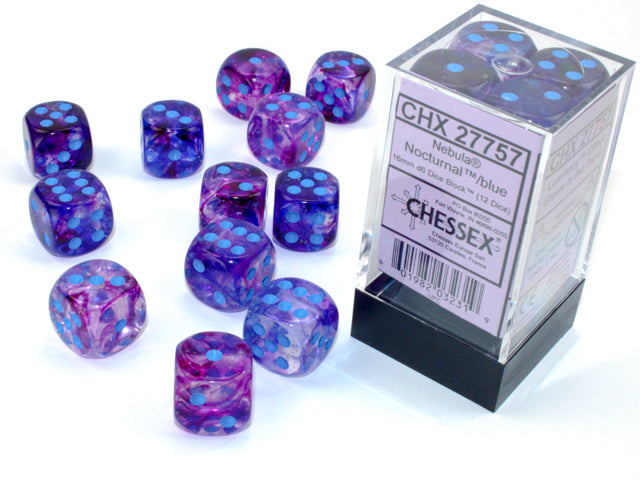 Chessex Nebula Nocturnal/blue 16mm D6 (12 Dice)