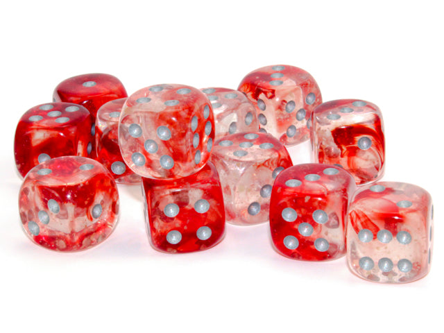 Chessex Nebula Red/Silver 16mm D6 (12 Dice)