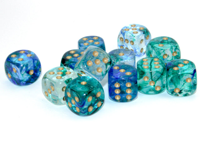 Chessex Nebula Oceanic/gold 16mm D6 (12 Dice)