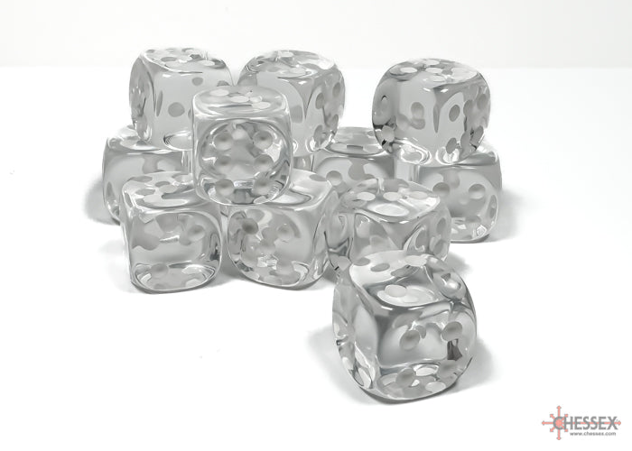 Chessex Translucent Clear/white 16mm D6 (12 Dice)