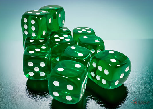 Chessex Translucent Green/white 16mm D6 (12 Dice)