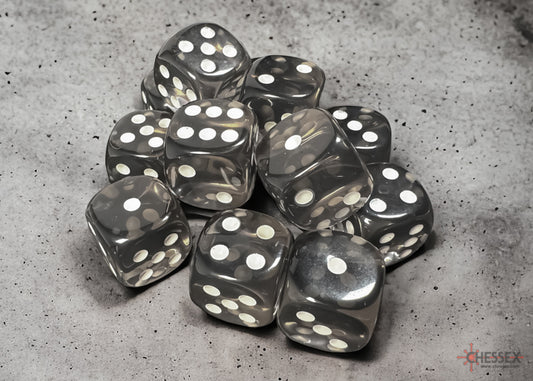 Chessex Translucent Smoke/White 16mm D6 (12 Dice)