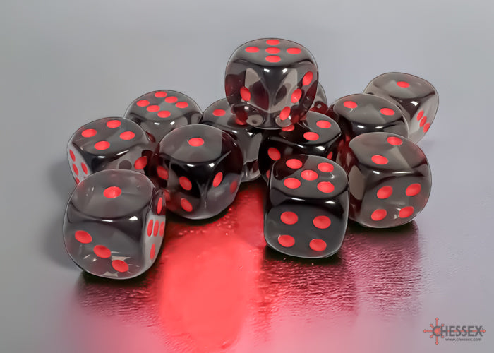 Chessex Translucent Smoke/red 16mm D6 (12 Dice)