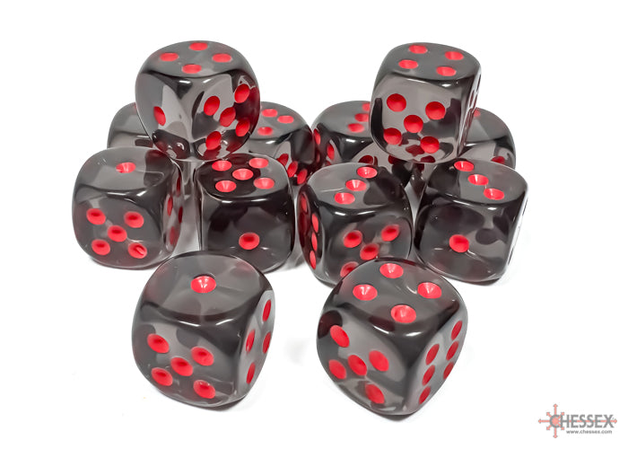 Chessex Translucent Smoke/red 16mm D6 (12 Dice)