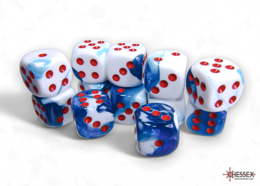 Chessex Gemini Astral Blue-White/red 16mm D6 (12 Dice)