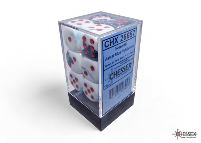 Chessex Gemini Astral Blue-White/red 16mm D6 (12 Dice)