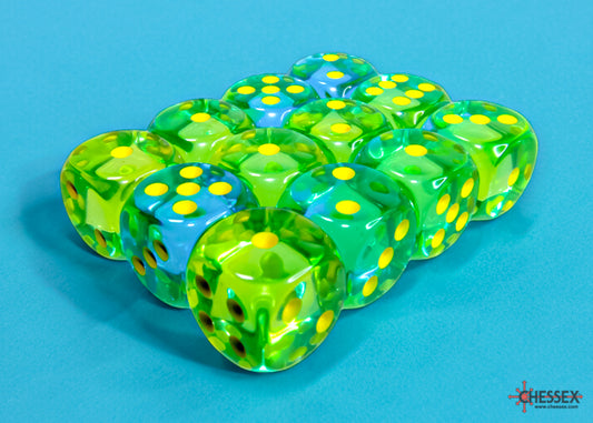 Chessex Gemini Translucent Green-Teal/yellow 16mm D6 (12 Dice)